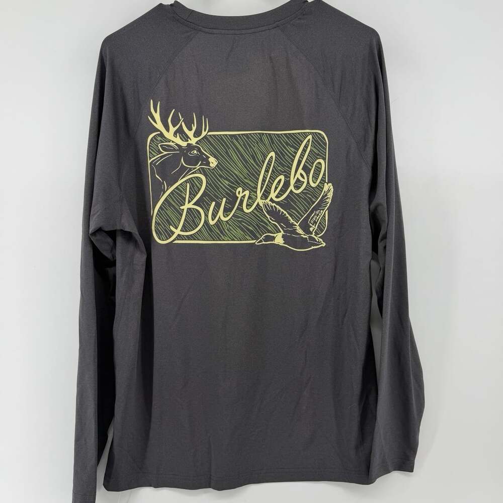 NWT Burlebo Deer Duck Mens Long Sleeve Crew Neck Size XL Athletic Shirt Outdoor